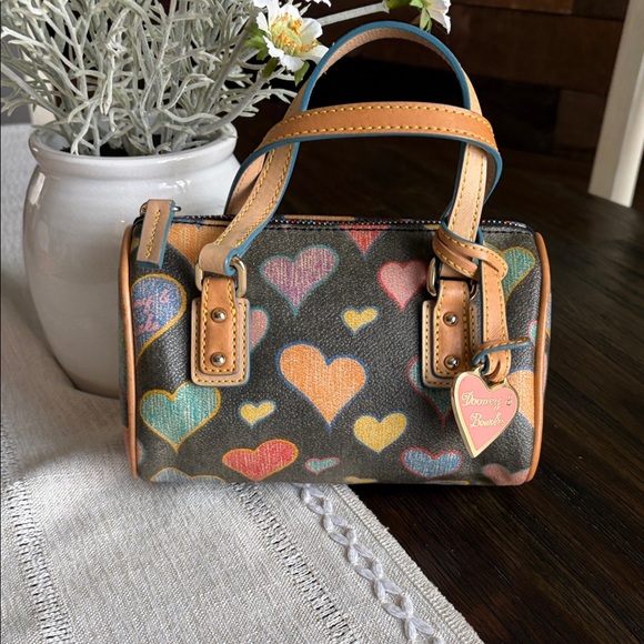 Dooney & Bourke Handbags - VINTAGE Dooney & Bourke Scribble Hearts Mini Barrel bag